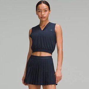 High-Rise Pleated Tennis Skirt 14" - True Navy